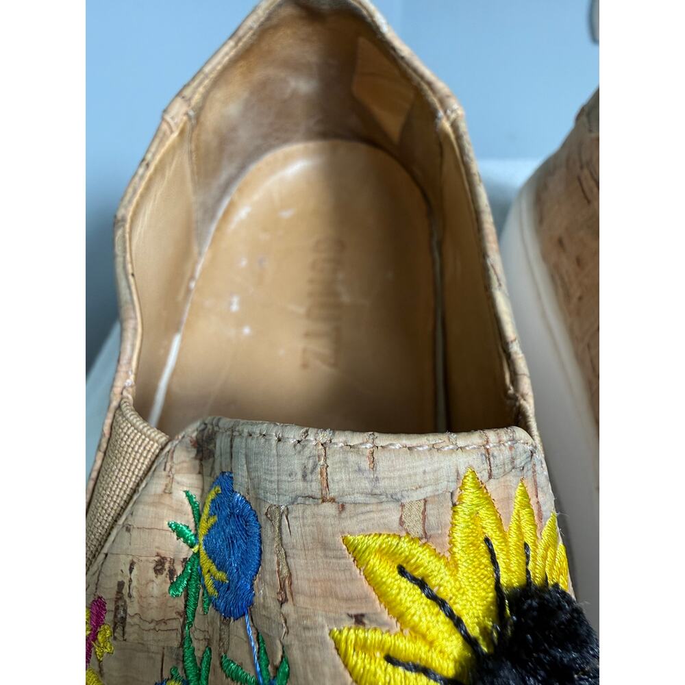 SCHUTZ Fleurita Platform Sunflower Graffiti Slides Womens 7.5B Boho Tropical - Picture 4 of 9